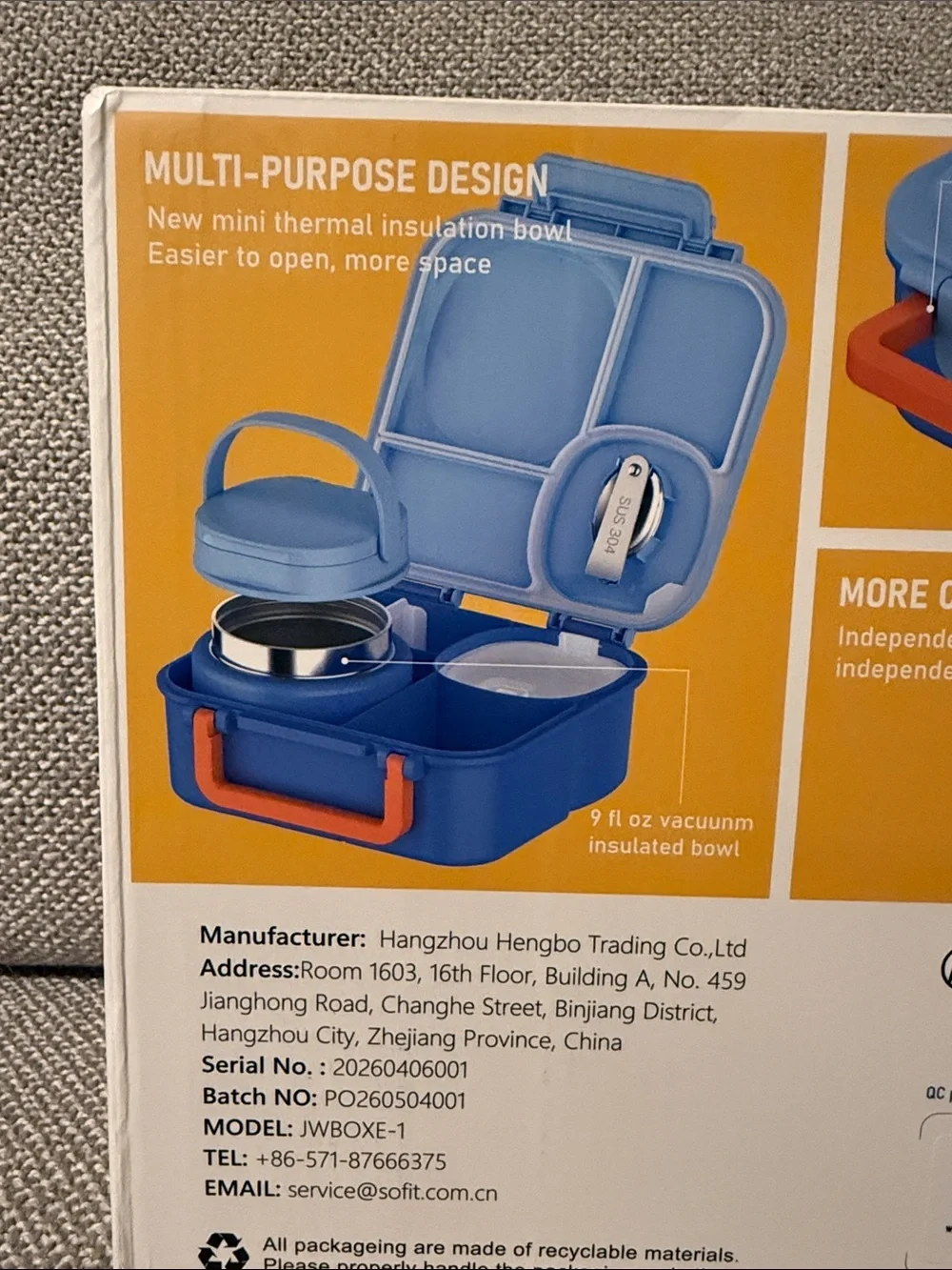Lunch Box Vacuum Insulated Bowl NEW